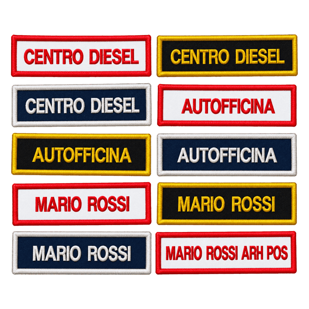Patch con Nome Ricamato Rettangolari